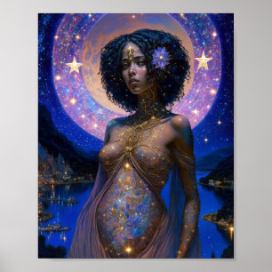 African American Black Goddes Queen Fantasy Art P Poster