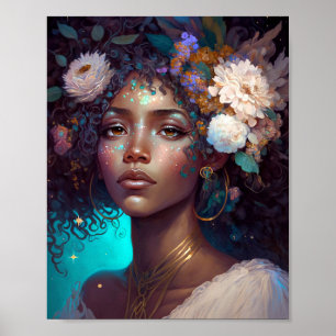 African American Black Goddes Queen Fantasy Art P Poster