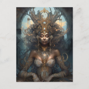 African American Black Goddes Queen Fantasy Art P Vykort