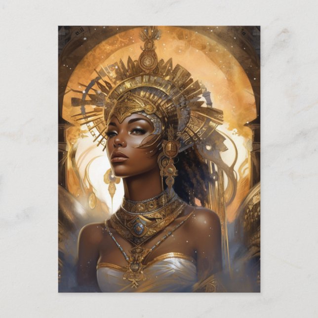 African American Black Goddes Queen Fantasy Art P Vykort (Framsida)