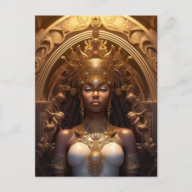 African American Black Goddes Queen Fantasy Art P Vykort (Framsida)
