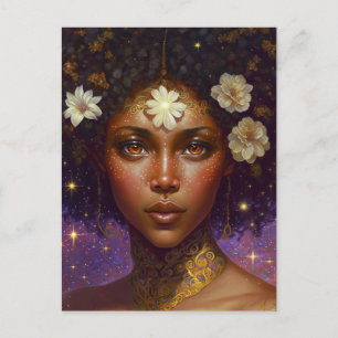 African American Black Goddes Queen Fantasy Art P Vykort