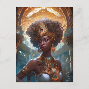 African American Black Goddes Queen Fantasy Art P Vykort