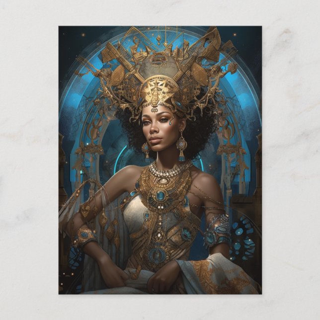 African American Black Goddes Queen Fantasy Art P Vykort (Framsida)