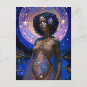 African American Black Goddes Queen Fantasy Art P Vykort