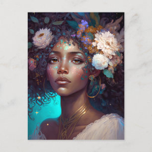 African American Black Goddes Queen Fantasy Art P Vykort