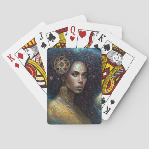 African American Black Goddess Queen Fantasy Art Casinokort