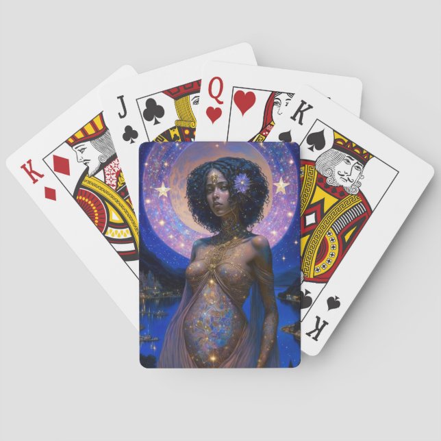 African American Black Goddess Queen Fantasy Art Casinokort (Baksidan)