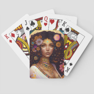 African American Black Goddess Queen Fantasy Art Casinokort