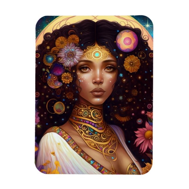 African American Black Goddess Queen Fantasy Art Magnet (Vertikal)