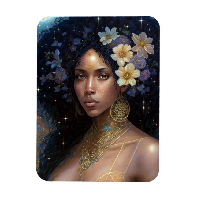 African American Black Goddess Queen Fantasy Art Magnet (Vertikal)