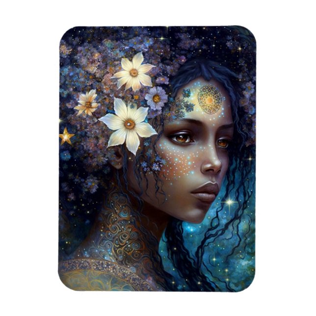 African American Black Goddess Queen Fantasy Art Magnet (Vertikal)