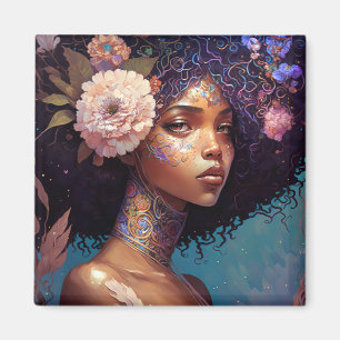 African American Black Goddess Queen Fantasy Art Magnet