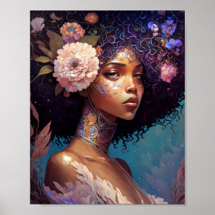 African American Black Goddess Queen Fantasy Art Poster