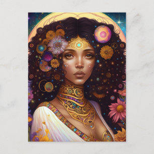 African American Black Goddess Queen Fantasy Art Vykort