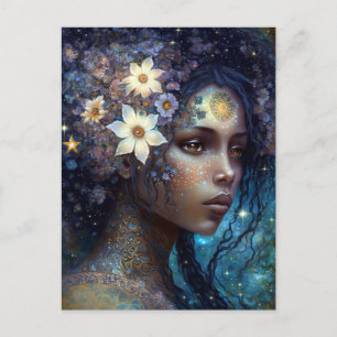 African American Black Goddess Queen Fantasy Art Vykort