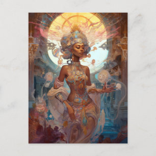 African American Black Goddess Sorceress Fantasy Vykort