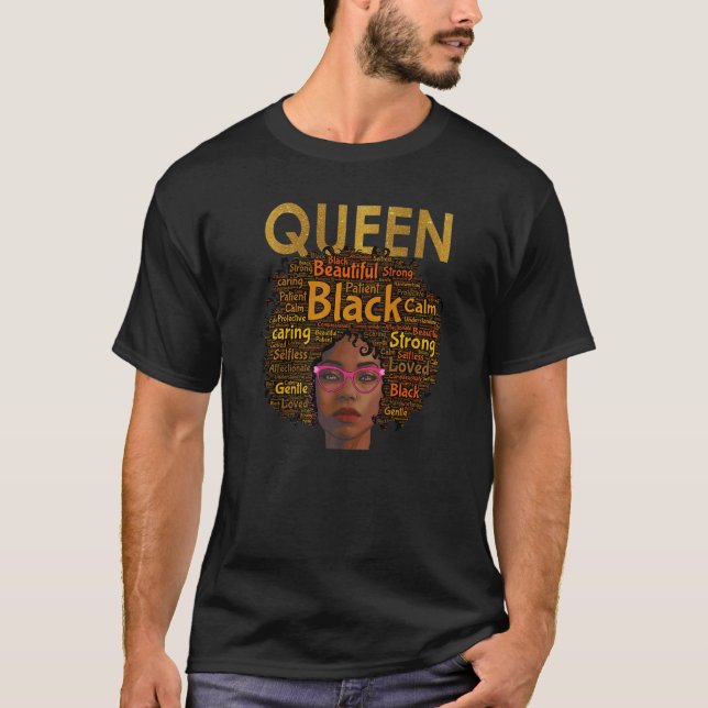 African American Black Queen Natural Curly Mor T Shirt (Framsida)