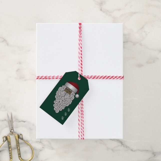 African American Black Santa Grönt jul Presentetikett (Med Snöre)