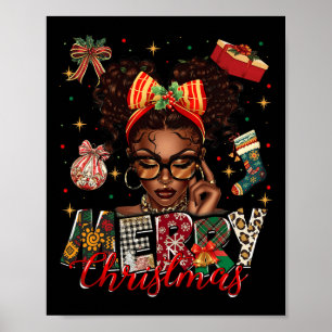 African American Black Woman God jul Pajam Poster