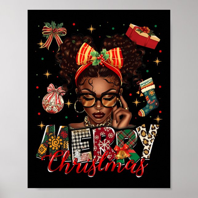 African American Black Woman God jul Pajam Poster (Framsidan)