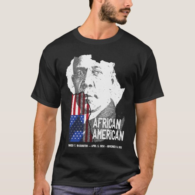 African American Booker T Washington Black History T Shirt (Framsida)