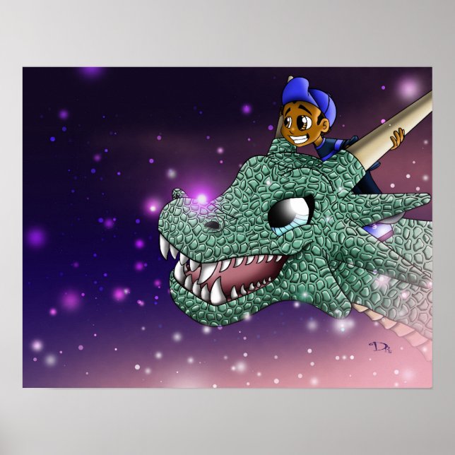 African American Boy and Dragon Poster (Framsidan)