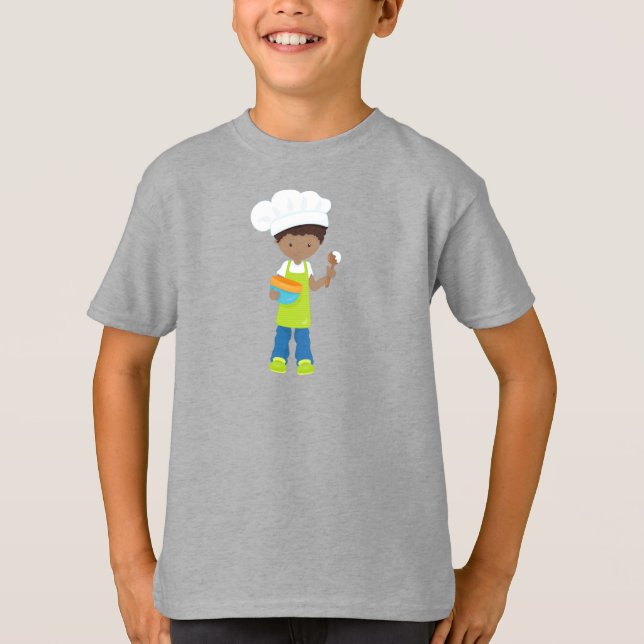 African American Boy, Baking, Baker, Bakery, Apron T Shirt (Framsida)