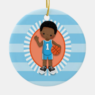 African American Boy Basketball Player Julgransprydnad Keramik