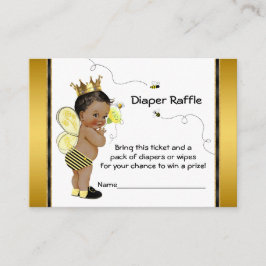 African American Boy Bee Diaper Raffle Biljett Tilläggskort