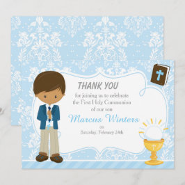 African American Boy First Communion Damask Tack Kort