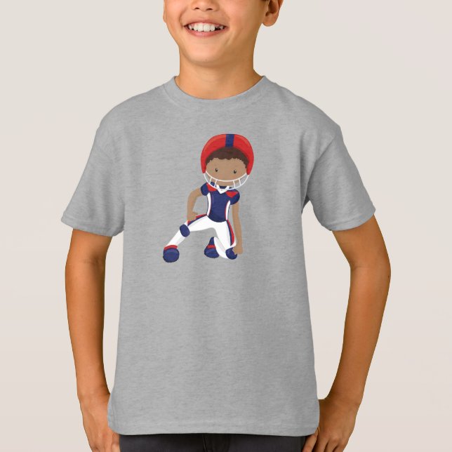 African American Boy, Rugby Player, Team Sport T Shirt (Framsida)