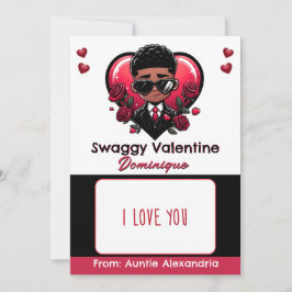 African American Boy Valentine Gift Card/Candy Inbjudningar