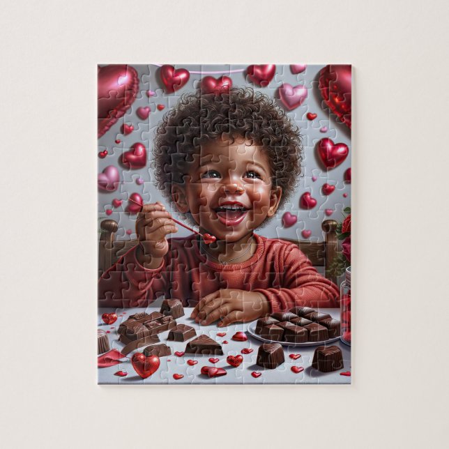 African American Boy Valentine Puzzle Pussel (Vertikal)