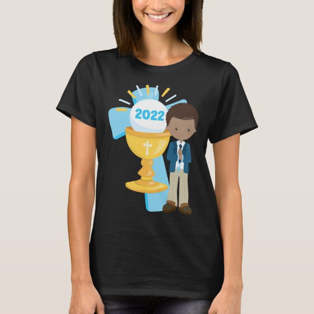 African American Boys First Communion Black Boy Cr T Shirt (Framsida)