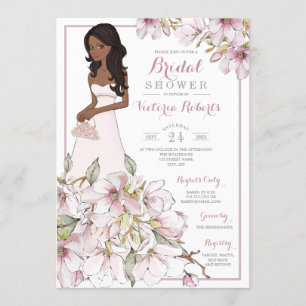African American Bride Blommigt Möhippa Inbjudningar