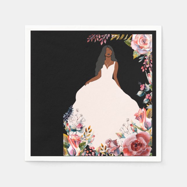 African American Bride Möhippa Napkins Pappersservett (Framsidan)
