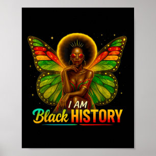African American Butterfly Kid Girl Jag är svart Poster
