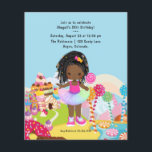 African American Candy Land Girl Födelsedagsfest Flygblad<br><div class="desc">Afrikansk braids tutu girl candy-themed födelsedagsfest inbjudan med rosa påverkar anpassadet till dina händelsespecifikationer. Kuvert ingår inte. För tjockare inbjudningar med medföljande kuvert och matchande produkter på samma tema,  se samlingen nedan.</div>
