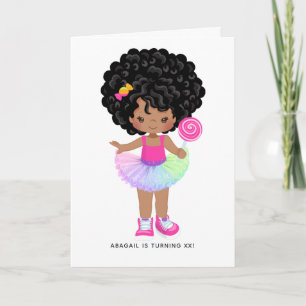 African American Candy Land Girl Födelsedagsfest Inbjudan