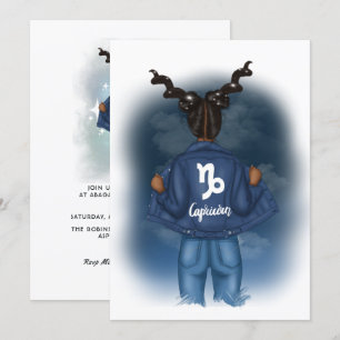 African American Capricorn Zodiac Födelsedagsfest Inbjudningar