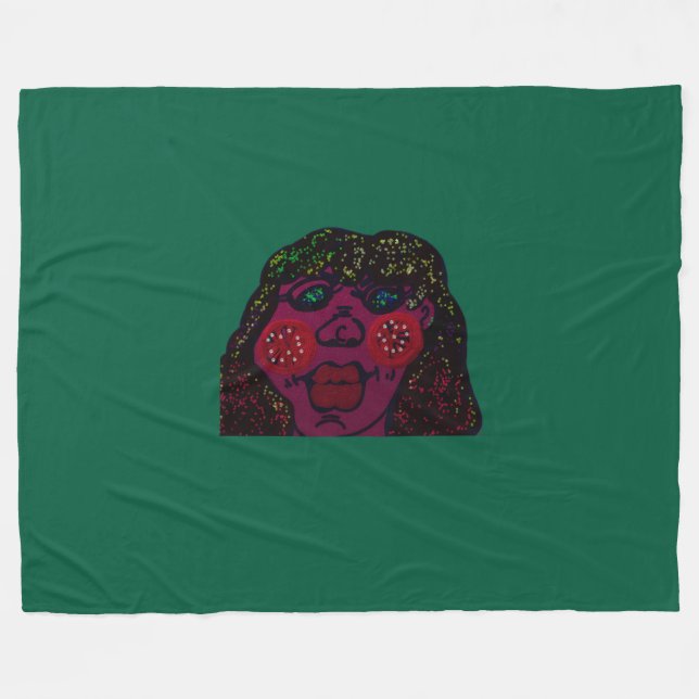 African-American Cartoon Character Portrait Fleecefilt (Framsidan (Horisontell))