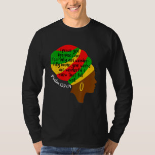 African American Christian Bible Verse Black Hair T Shirt