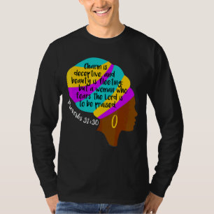 African American Christian Bible Verse Black Hair T Shirt