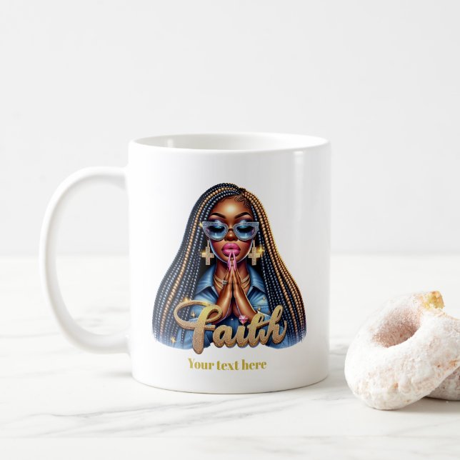 African American Christian Faith Personlig Pray Kaffemugg (Med munk)
