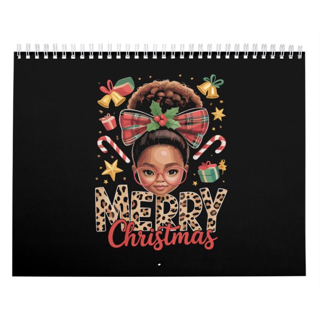 African American Christmas Messy Bun Black Mom  Kalender (Omslag)