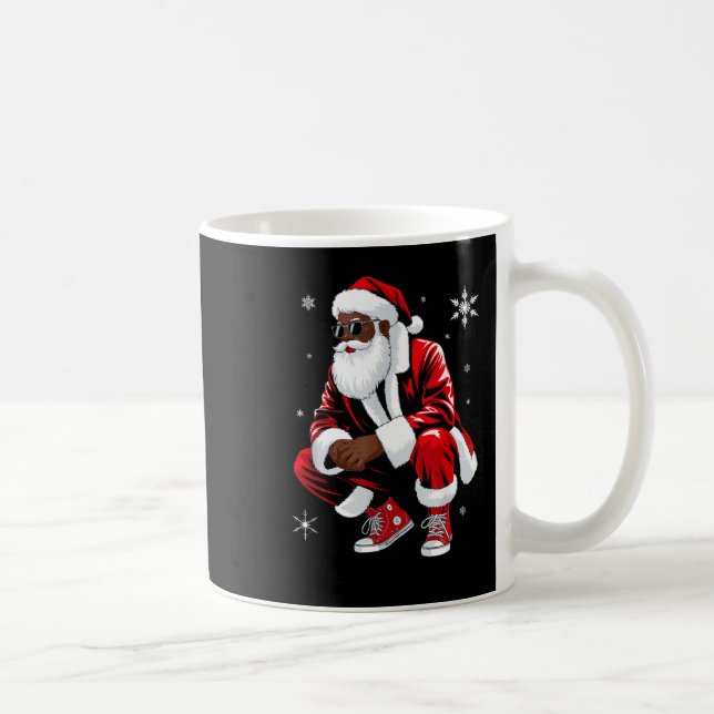 African American Christmas Pajama Xmas Afro Santa  Kaffemugg (Höger)