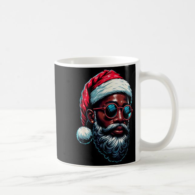 African American Christmas Pajama Xmas Afro Santa  Kaffemugg (Höger)