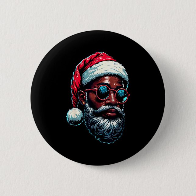 African American Christmas Pajama Xmas Afro Santa  Knapp (Framsida)
