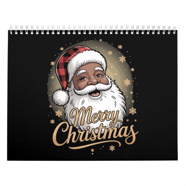 African American Christmas Pajamas Santa Claus  Kalender (Omslag)